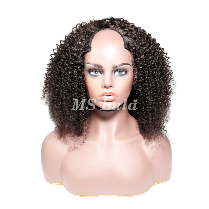 Virgin Human Hair Afro Kinky Curly V Part Wigs - 图片 9